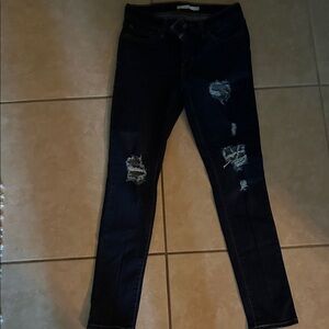 Levi's Women's Dark Blue Distressed Skinny Jeans